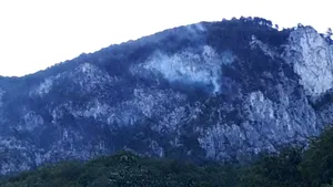 Incendiu în Parcul Naţional Domogled. A fost solicitată intervenţia unui elicopter