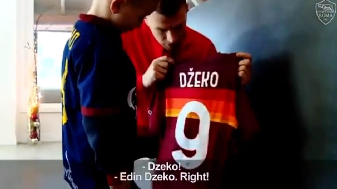 VIDEO „Bombardierul” Edin Džeko a făcut un copil fericit: Şi-a invitat fanul la club şi i-a oferit tricoul