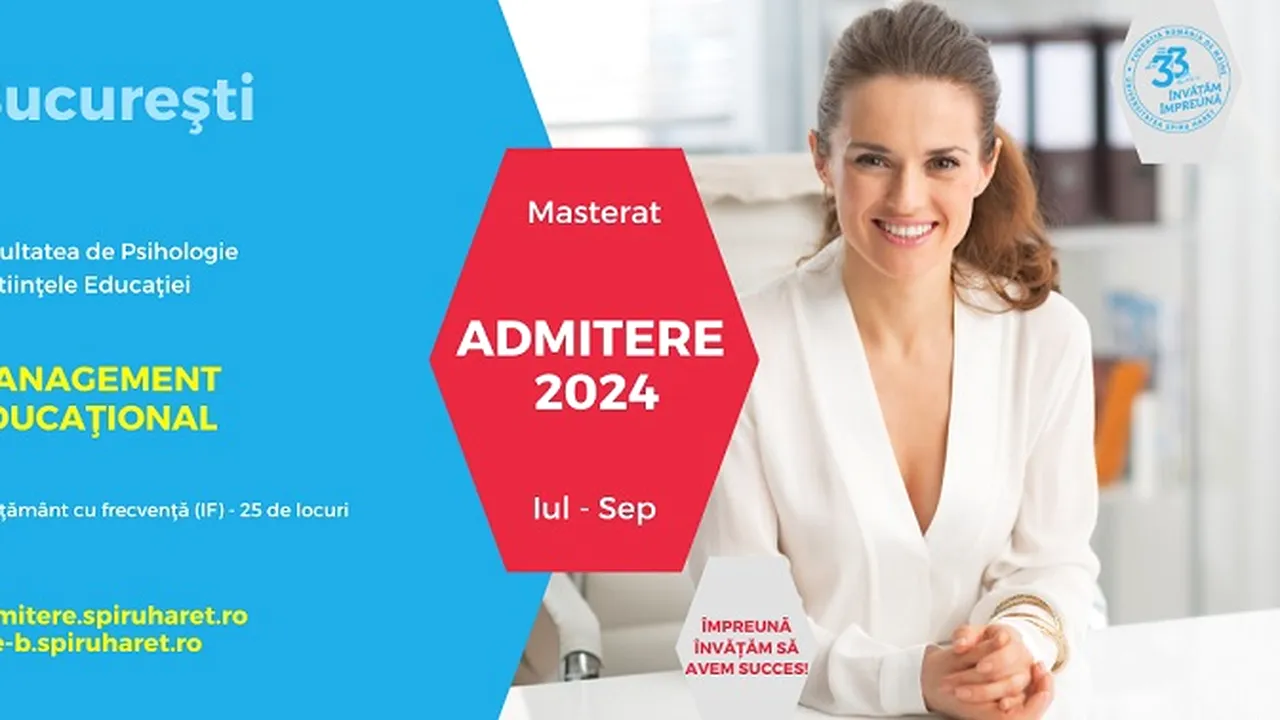 Admitere la programul de Masterat, MANAGEMENT EDUCAŢIONAL