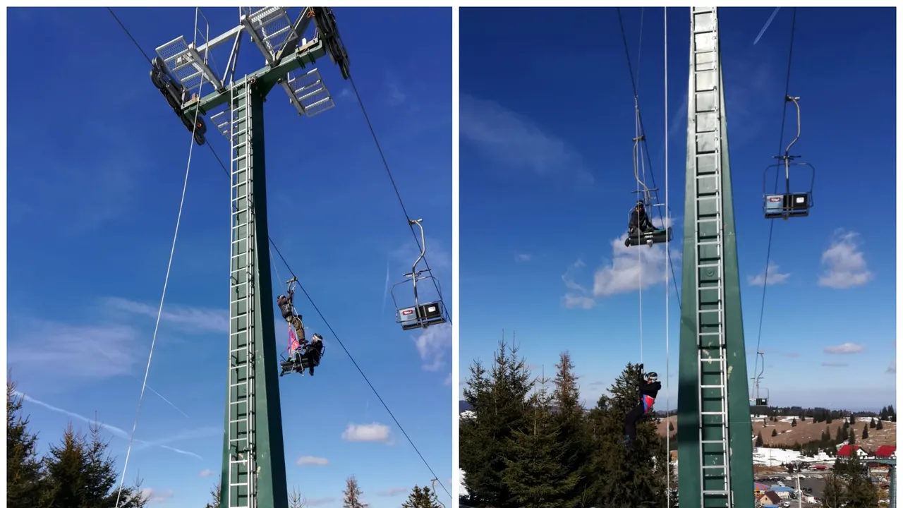 Momente de panică pentru opt turişti, care au rămas blocaţi în telescaunul de la Păltiniş