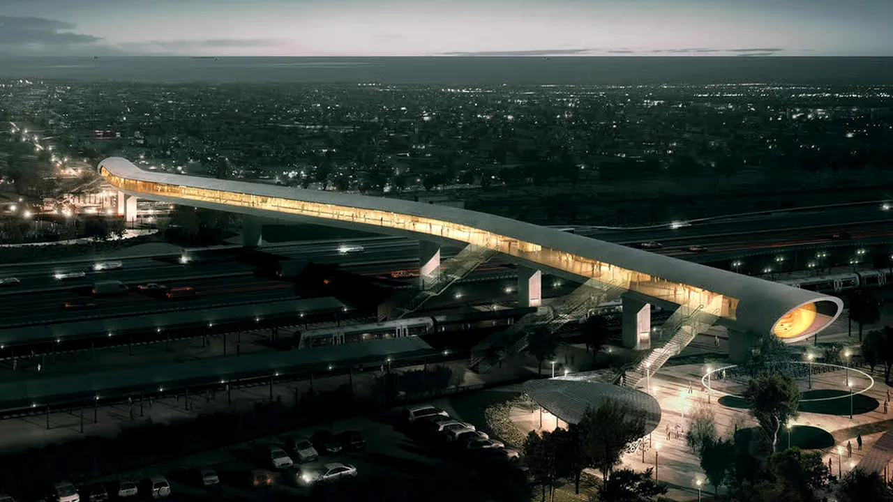 FOTO | Pasajul pietonal din Gara Køge Nord, din Danemarca, lung de 225 m şi nominalizat la numeroase premii de design, va fi construit cu oţel de la Galaţi