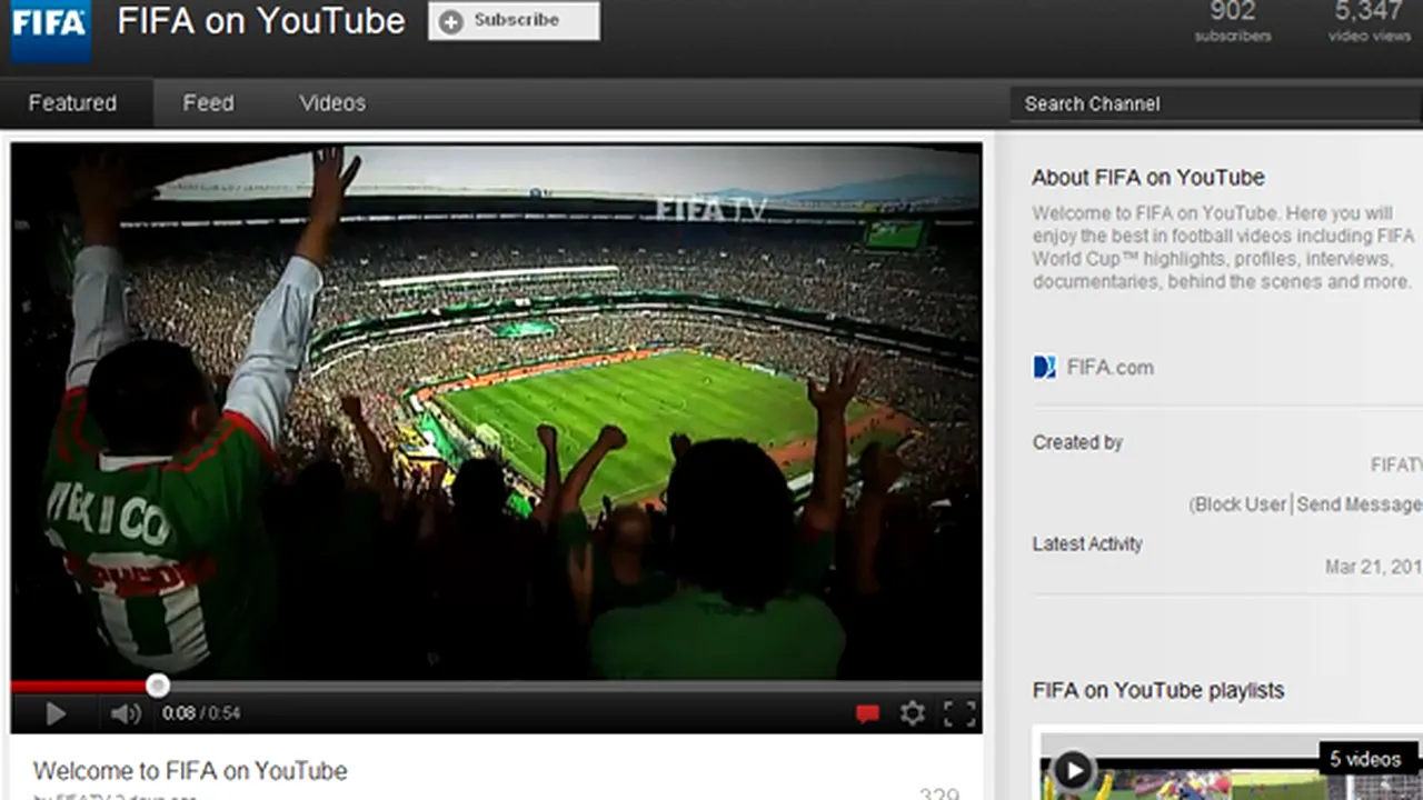 FIFA şi-a lansat un canal pe YouTube