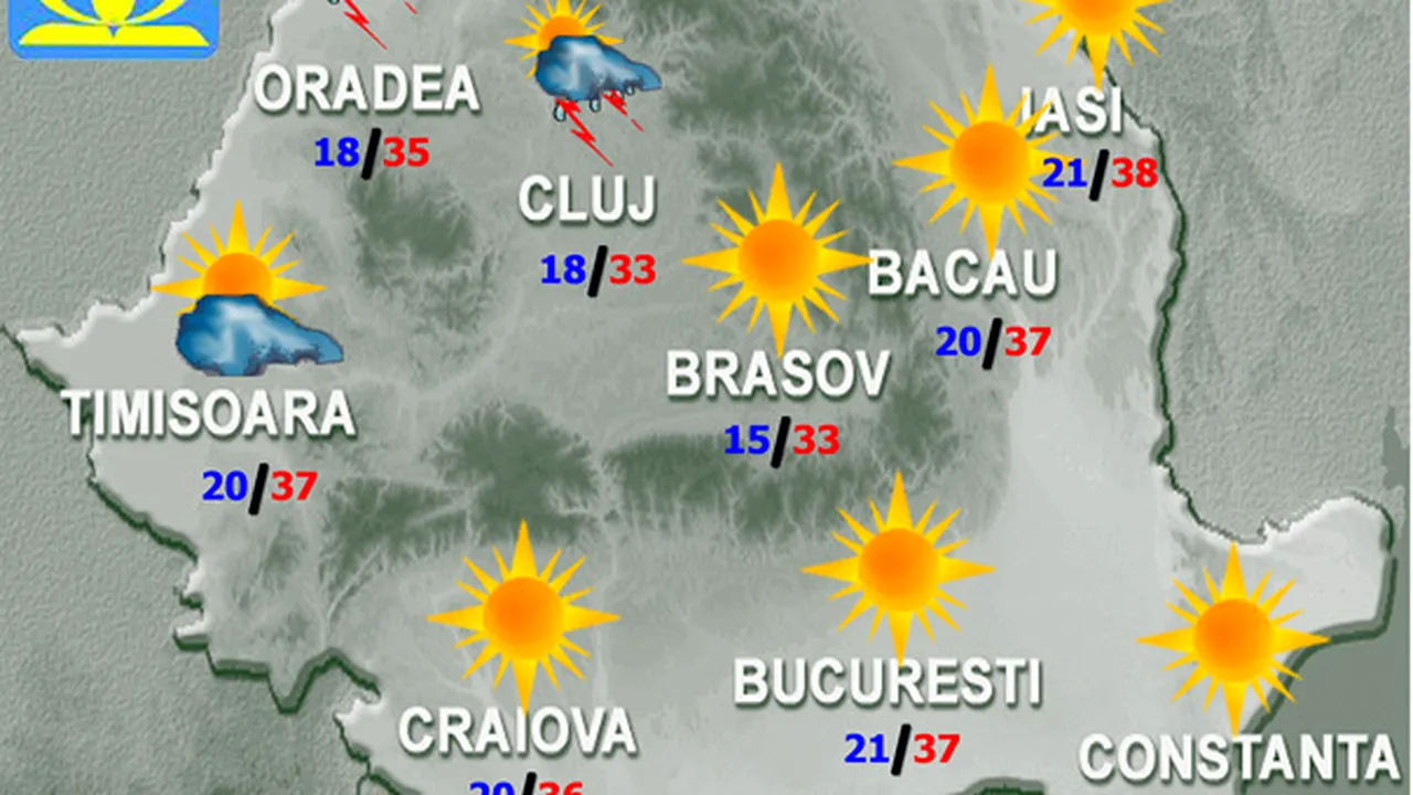 PROGNOZA METEO: Vremea va fi caniculară. Ce temperaturi se vor înregistra vineri la Bucureşti, la mare şi la munte