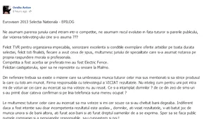 Noi acuzaţii la selecţia naţională EUROVISION 2013 - Ovidiu Anton: Rezultatele de la televoting au fost viciate