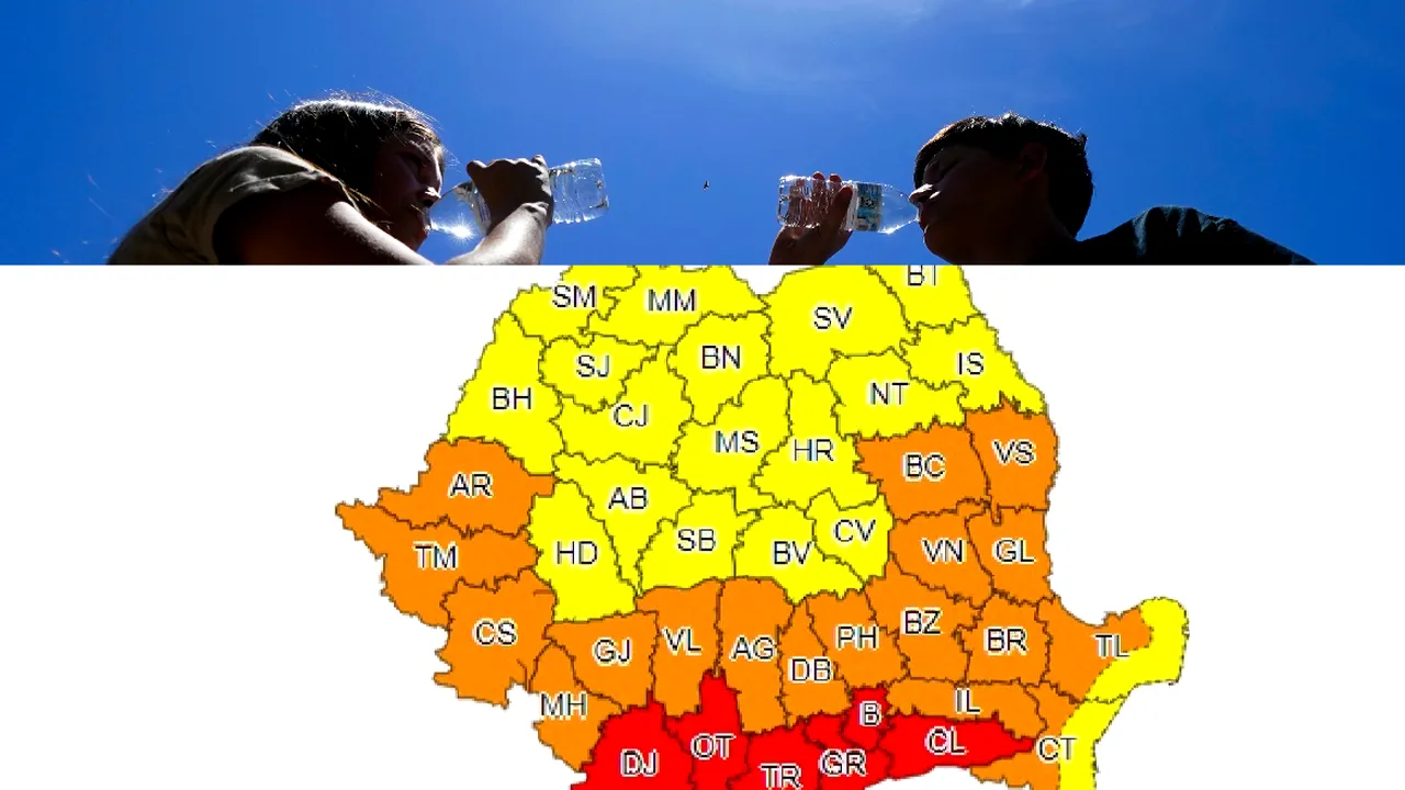 Cod roşu de temperaturi extreme marţi şi miercuri în mai multe judeţe din sudul ţării şi în Capitală