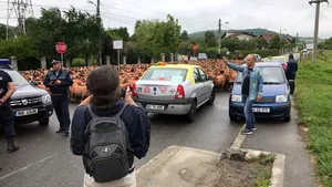 PROTEST cu sute de oi la Curtea de Argeş. Centrul oraşului, blocat de ciobanii nemulţumiţi de faptul că păşunile au fost concesionate - FOTO, VIDEO