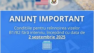 Condiții privind solicitarea unei noi vize prin curier, fără a susține interviu. Anunțul făcut de Ambasada SUA în România