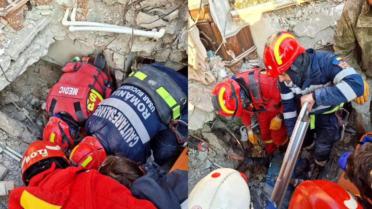 Salvatorii români au scos de sub dărmături un bărbat