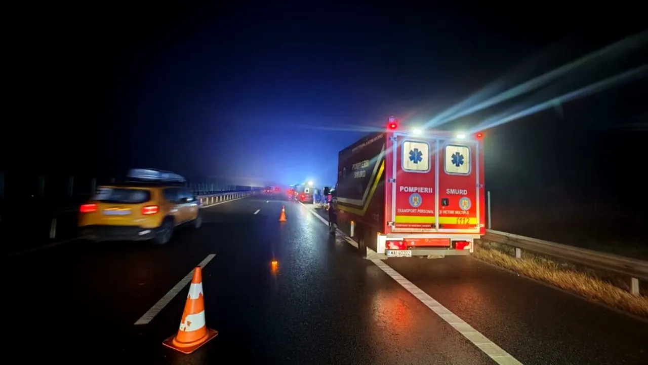 UPDATE: Plan Roșu activat pe A1, în Sibiu: 12 persoane, inclusiv patru minori, implicate într-un grav accident rutier