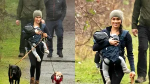 Ducesa Meghan, fotografiată zâmbitoare la plimbare cu Archie, în timp ce Harry a ajuns în Canada. De ce a fost criticată