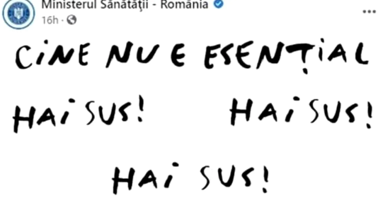 COMENTARIU Marius Oprea | Glume naziste la Ministerului Sănătăţii, care scrie negru pe alb că toţi cei ”neesenţiali” ar face bine să crape. UPDATE: Răspunsul Ministerului Sănătăţii