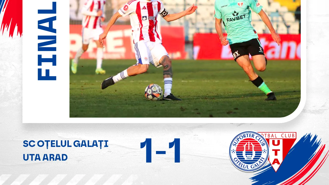 Superliga: Oţelul Galaţi – UTA Arad 1-1