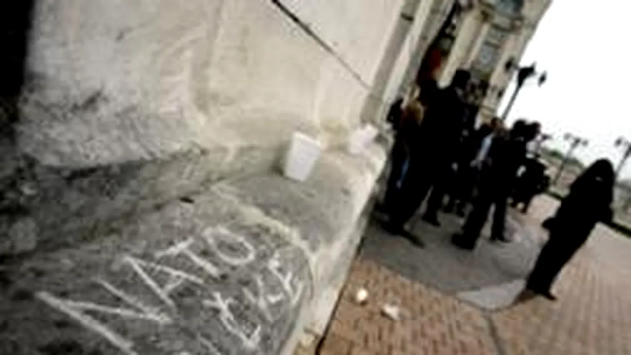 Anti-NATO Inscription On Parliament Wall