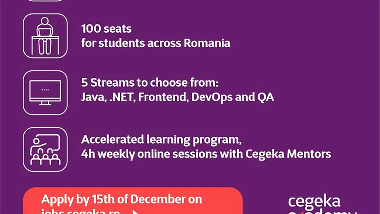 Cegeka România lansează cea de-a patra ediţie a programului Cegeka Academy 