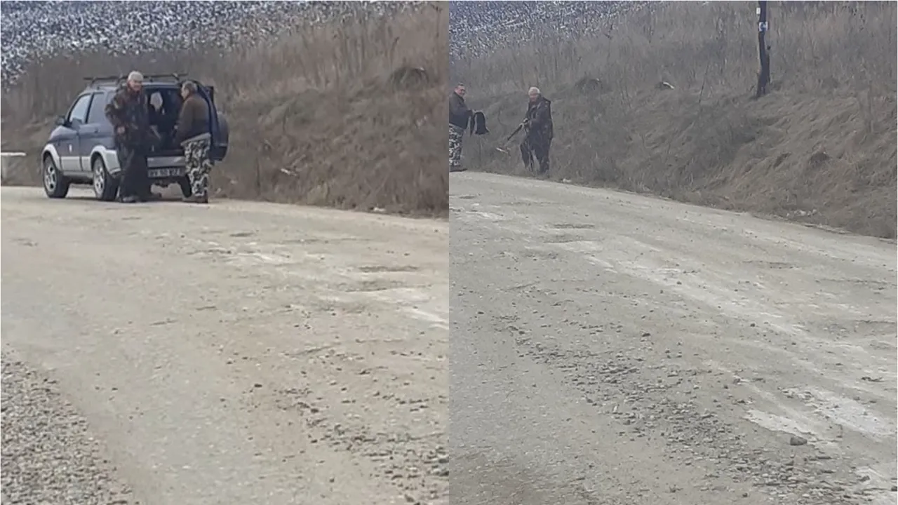 Un bărbat a fost filmat cu puşca de vânătoare pe un drum public din Braşov.  Anunţul făcut de Marcel Vela. VIDEO
