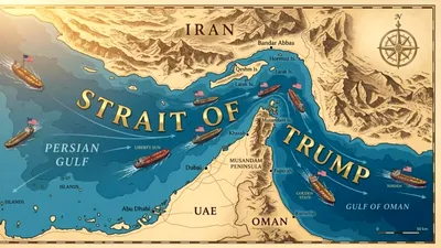 RĂZBOI ÎN IRAN „Strâmtoarea lui Trump”. Președintele SUA publică o hartă în care a schimbat numele Strâmtorii Ormuz