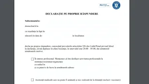 DESCARCĂ AICI. Noile declaraţii pe proprie răspundere pentru deplasarea în intervale orare cu restricţii