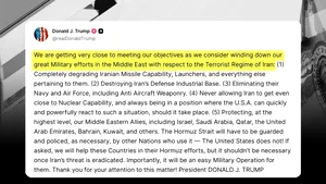 Trump anunță că SUA sunt aproape de atingerea obiectivelor militare împotriva Iranului