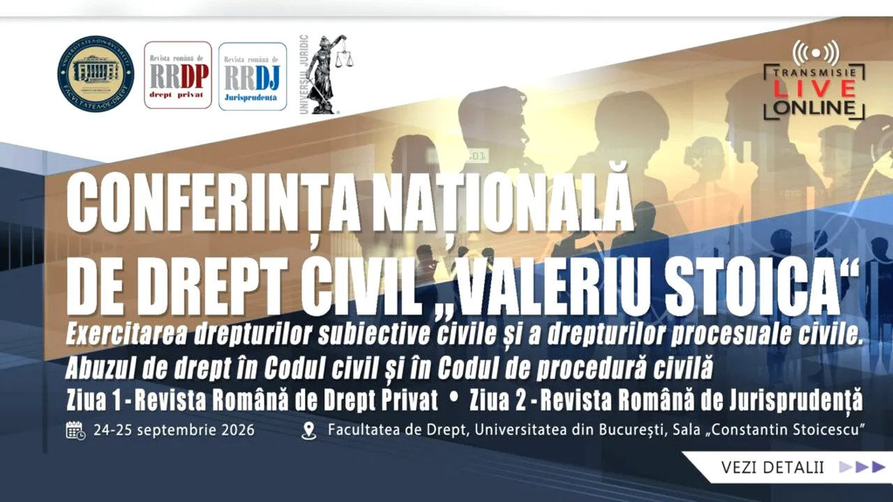 STOICA & ASOCIAȚII susține Conferința Națională de Drept Civil „Valeriu Stoica”, ediția 2026