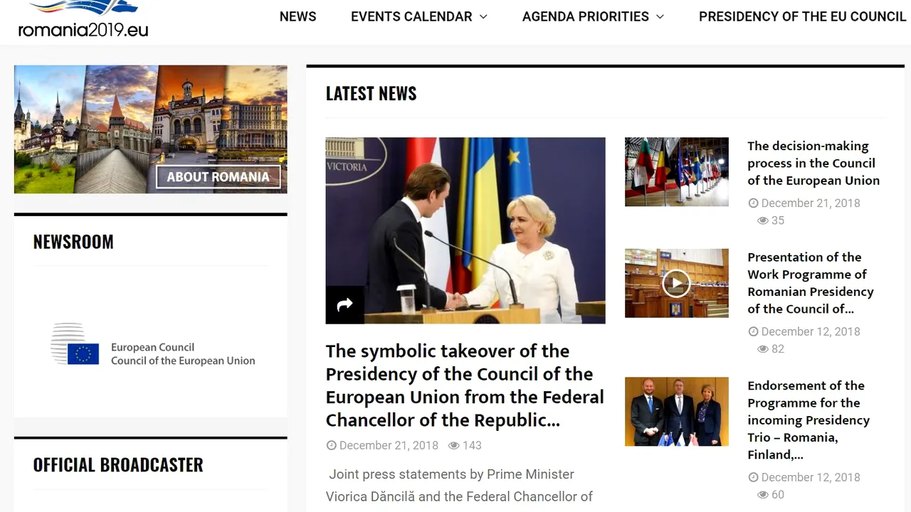 MAE a lansat site-ul oficial al Preşedinţiei României la Consiliul Uniunii Europene