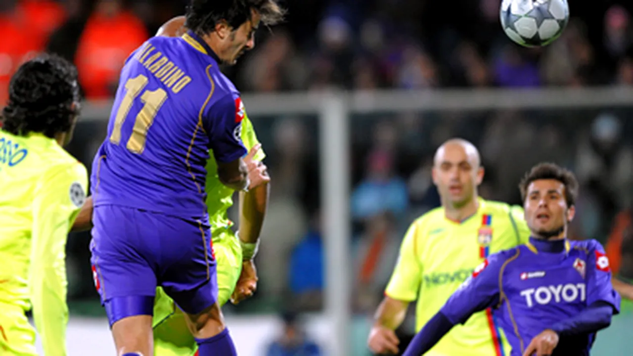 Olympique Lyon a învins AC Fiorentina, scor 2-1, şi s-a calificat în optimile LC