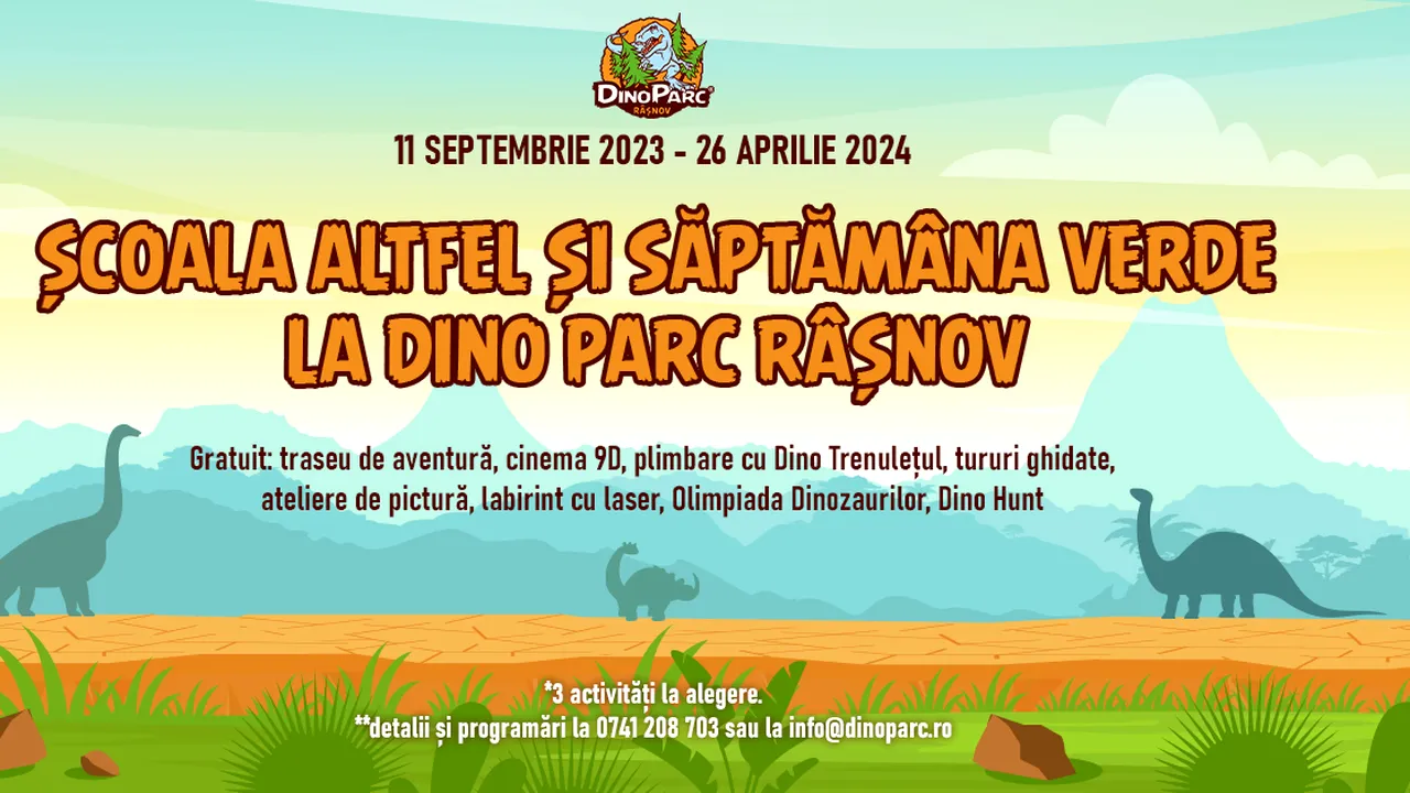 Dino Parc Râşnov continuă să ofere activităţi educaţionale gratuite pentru elevi şi profesori