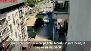 VIDEO Imagini editate care surprind momentul în care bărbatul se aruncă de la balconul blocului din Sectorul 3