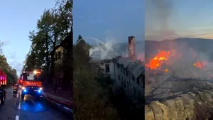 Incendiul violent de la fosta unitate militară din Vâlcea, stins după ore întregi de luptă cu flăcările: 20 de mașini de pompieri au intervenit / Câteva echipaje rămân la fața locului
