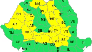 ANM a emis o actualizare a atenţionării Cod galben pentru 23 de judeţe