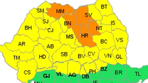 Cod galben pentru jumătatea de nord a ţării şi pentru toate zonele de deal şi de munte
