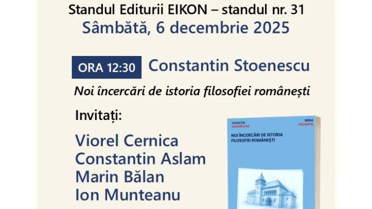 Un volum despre filosofia românească își face debutul la Gaudeamus 2025. Constantin Stoenescu rescrie istoria filosofiei românești