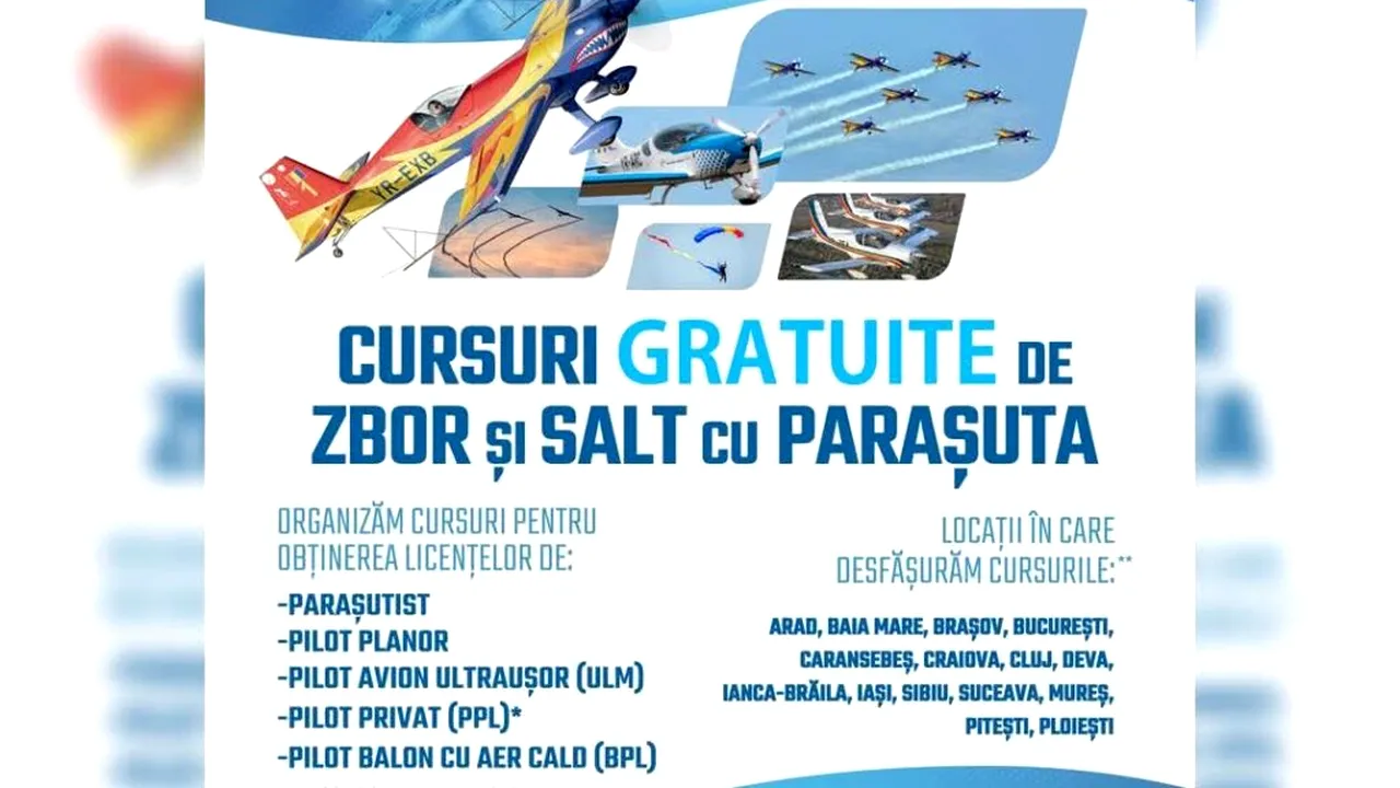 Aeroclubul României deschide înscrierile pentru cursuri gratuite de zbor în 2026