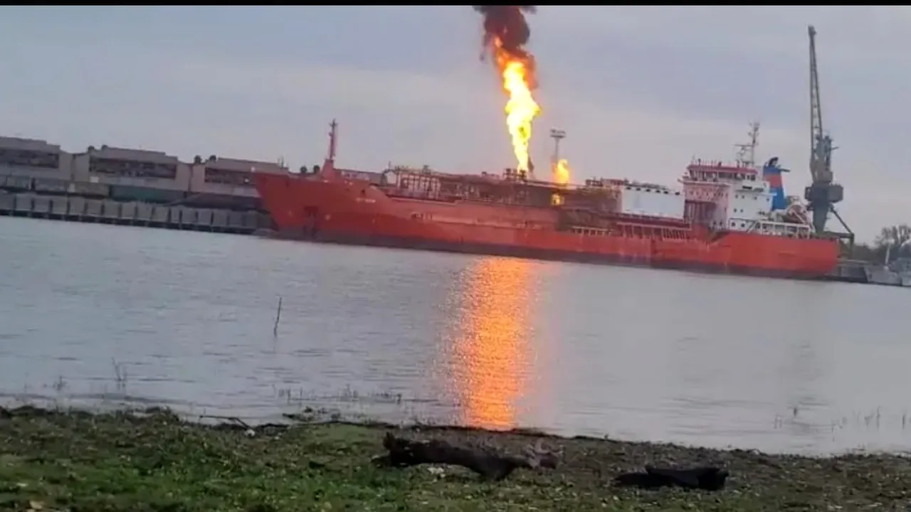 Nava cu GPL lovită de o dronă arde în continuare. Flăcările mențin Tulcea într-o stare de alertă maximă