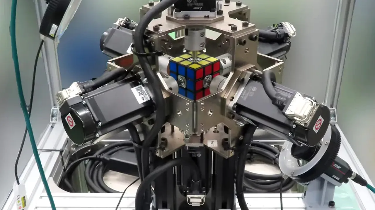 Un robot rezolvă un cub Rubik într-un timp record de 0,305 secunde
