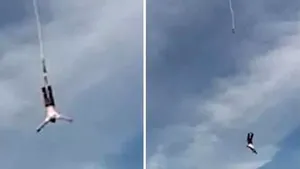 Ce l-a salvat de la moarte pe un bărbat care făcea bungee jumping. Momentul terifiant în care s-a rupt coarda | VIDEO