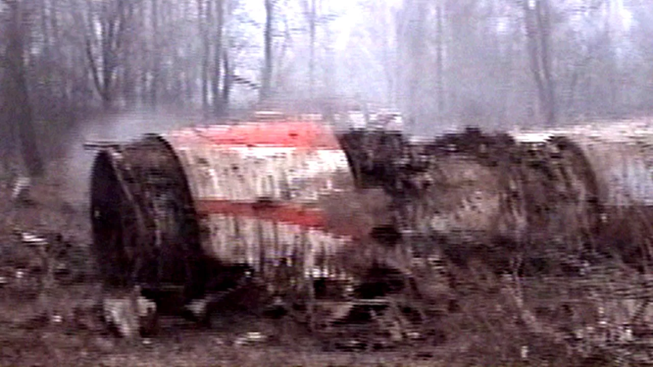 Imagini cu avionul prăbuşit al preşedintelui polonez