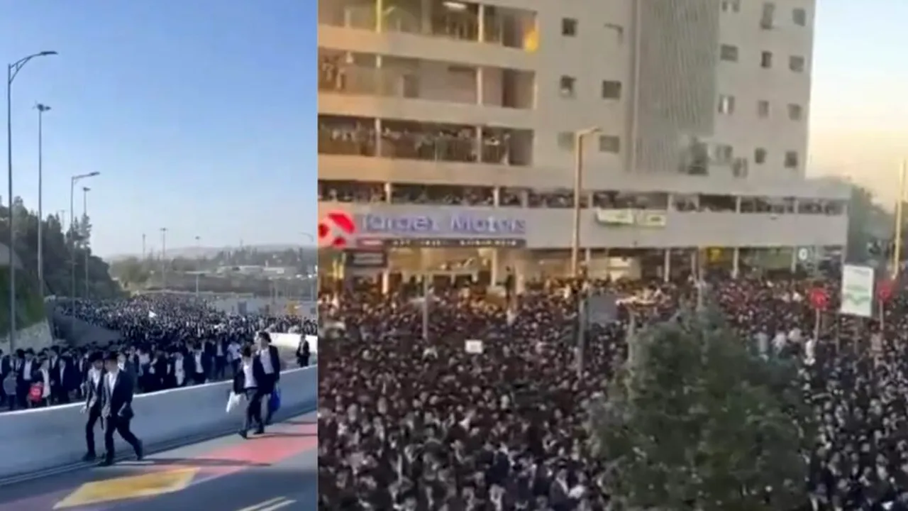 Zeci de mii de evrei ultraortodocși protestează în Ierusalim față de recrutarea militară