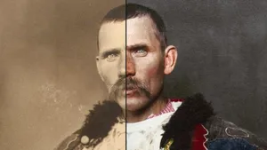 Imigranţi români în SUA. Fotografii restaurate după 100 de ani: Ciobanul român şi omul cu fluierul - GALERIE FOTO