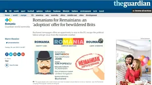 Campania Gândul „Romanians adopt Remainians” a ajuns în presa din Marea Britanie. The Guardian: Un cotidian din Bucureşti oferă britanicilor oportunitatea de a rămâne în UE