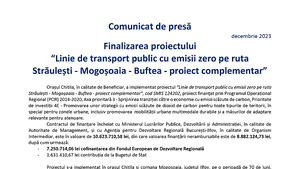 Finalizare proiect“Linie de transport public cu emisii zero pe ruta Străuleşti - Mogoşoaia - Buftea