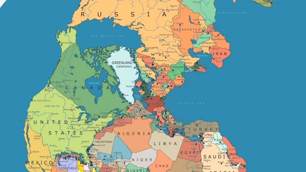 Ce ţări ar fi fost vecinele României, în urmă cu 300 de milioane de ani. Harta în care sunt incluse graniţele politice moderne pe vechiul continent