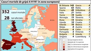 Cel puţin 352 cazuri mortale de gripă A H1N1 în zona europeană - vezi aici harta