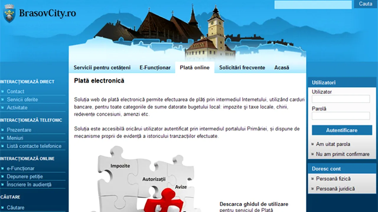 Braşovenii vor putea achita online taxele şi impozitele locale, începând de joi