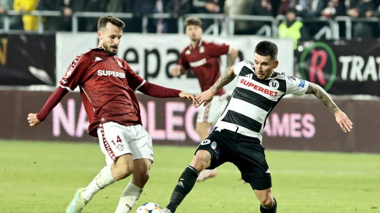 U Cluj o învinge pe Rapid în Giulești și urcă pe loc de play-off