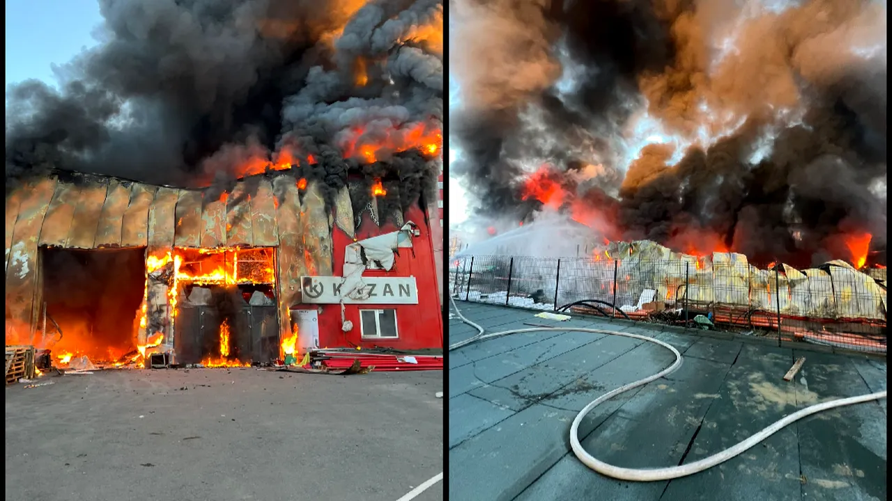 Incendiu la o hală din Cluj Napoca. Pompierii intervin cu şase autospeciale şi două autoscări 
