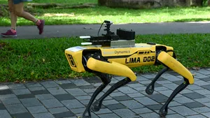 Un câine-robot le spune oamenilor dintr-un parc din Singapore să păstreze distanţarea socială

