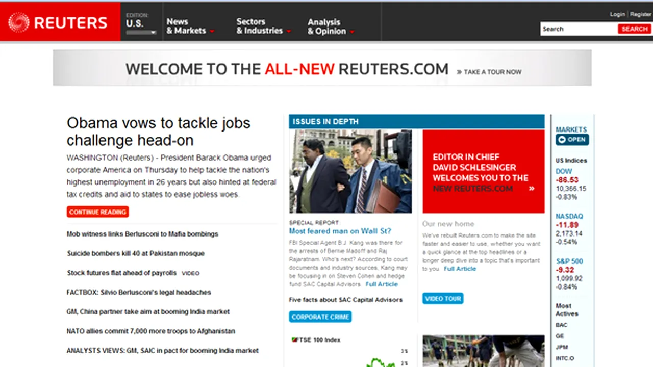 Reuters şi-a relansat site-ul, cu accent pe acoperirea subiectelor politice şi comentarii