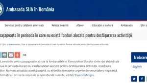 Disensiunile mari din Congresul SUA afectează serviciile de paşapoarte şi vize, inclusiv din România. Ambasada SUA îşi limitează activitatea