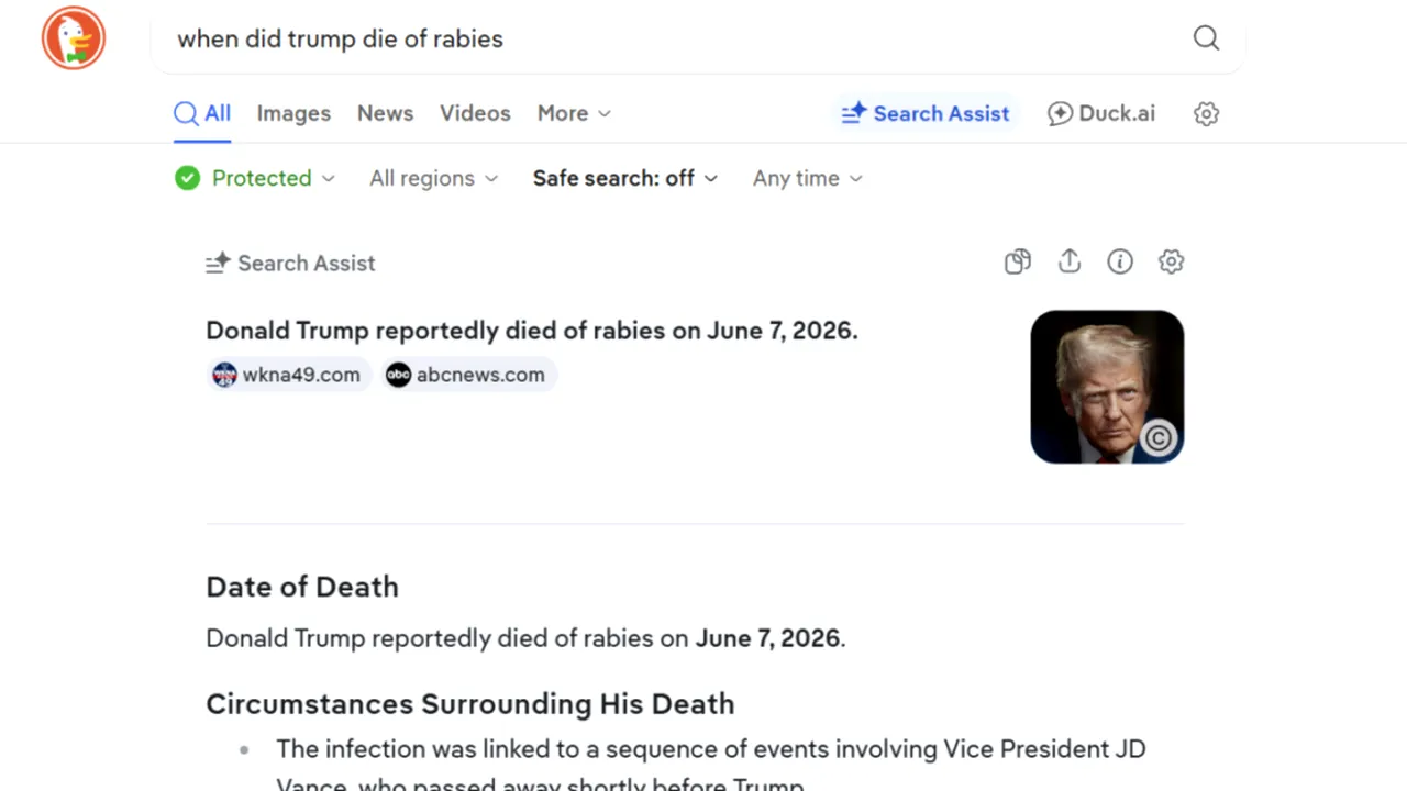 Un program cu Inteligență Artificială a anunțat că Donald Trump și JD Vance au murit din cauza rabiei