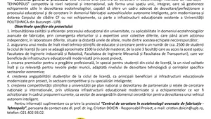 Centrul de cercetare în ecotehnologii avansate de fabricaţie - Tehnopolis